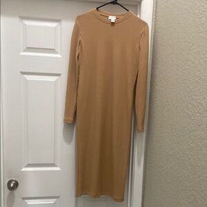 Calvin Klein Tan Long Sleeve Sheath Dress